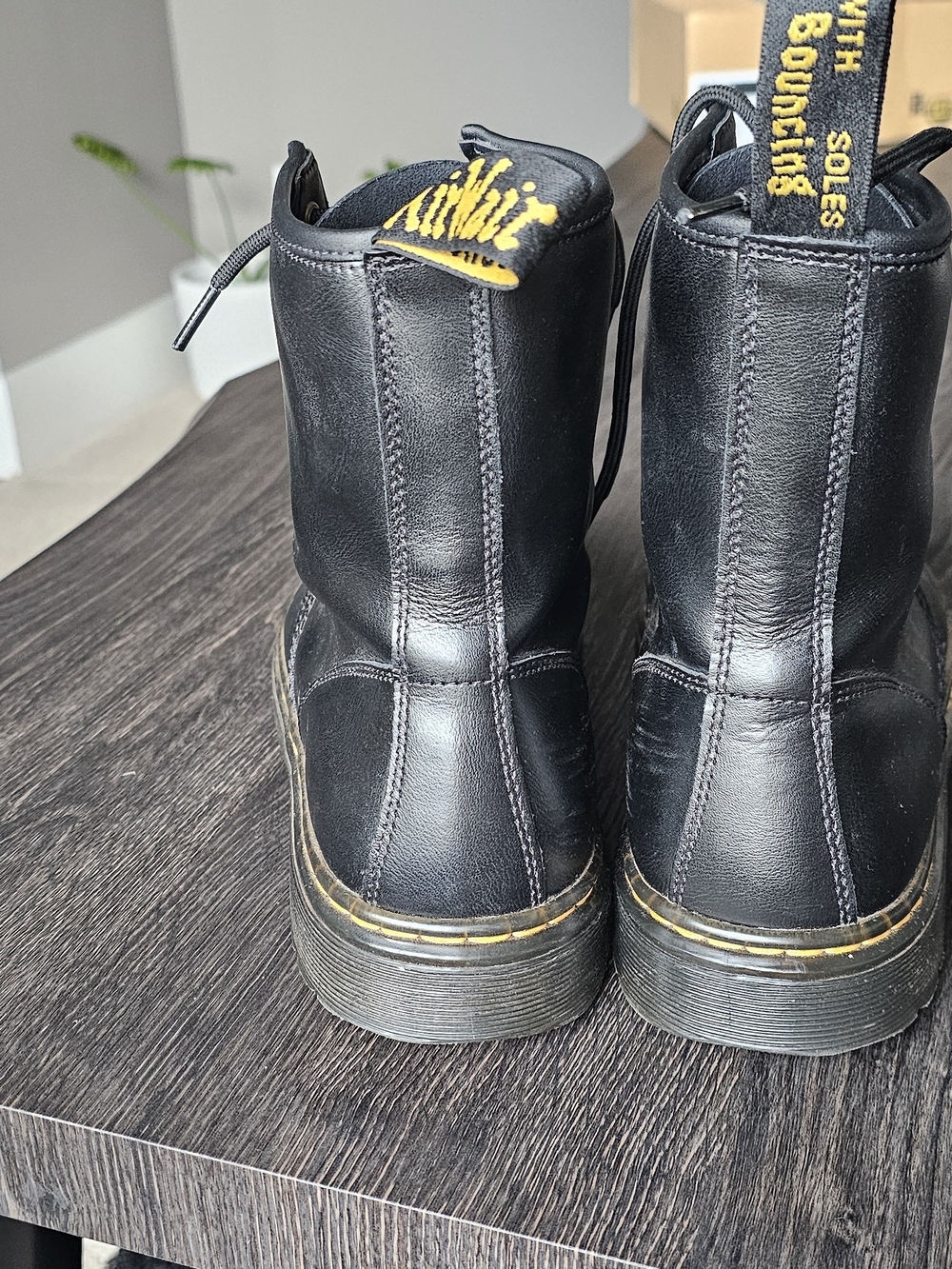 Dr. Martens Black Leather Lace-Up Ankle Boots with Gold Eyelets - Picture 4 of 8